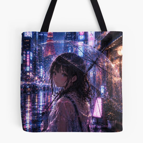 Item preview, Tokyo Rainy Night - Anime Girl with Umbrella and Tokyo Tower designed and sold by CzipipitoStudio.