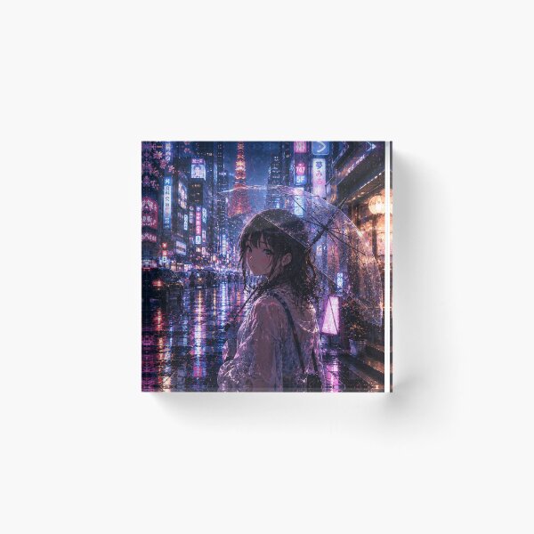 Item preview, Tokyo Rainy Night - Anime Girl with Umbrella and Tokyo Tower designed and sold by CzipipitoStudio.