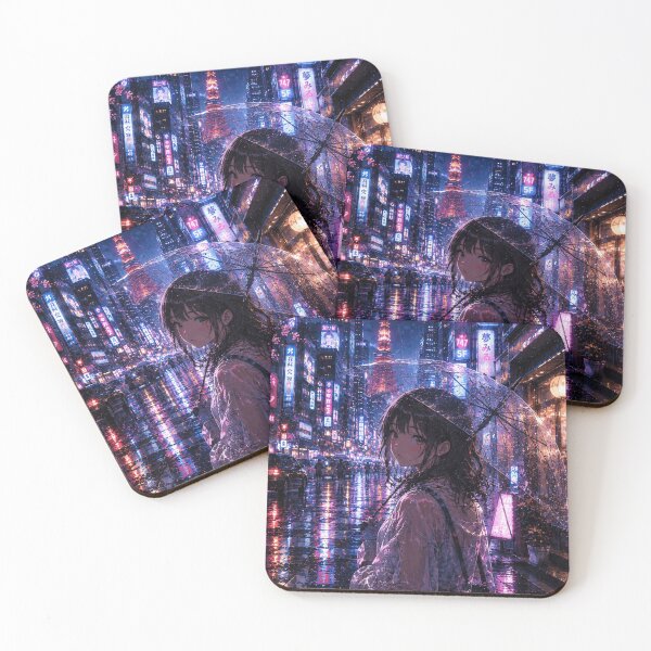 Item preview, Tokyo Rainy Night - Anime Girl with Umbrella and Tokyo Tower designed and sold by CzipipitoStudio.