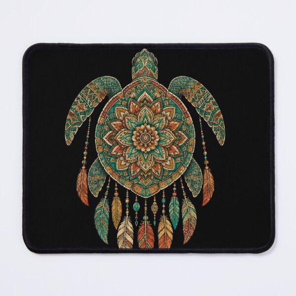 Item preview, turtle Mandala Art with Feather Boho Pattern designed and sold by anapldv.