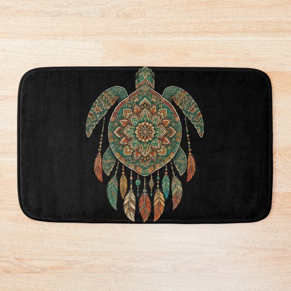 Item preview, turtle Mandala Art with Feather Boho Pattern designed and sold by anapldv.