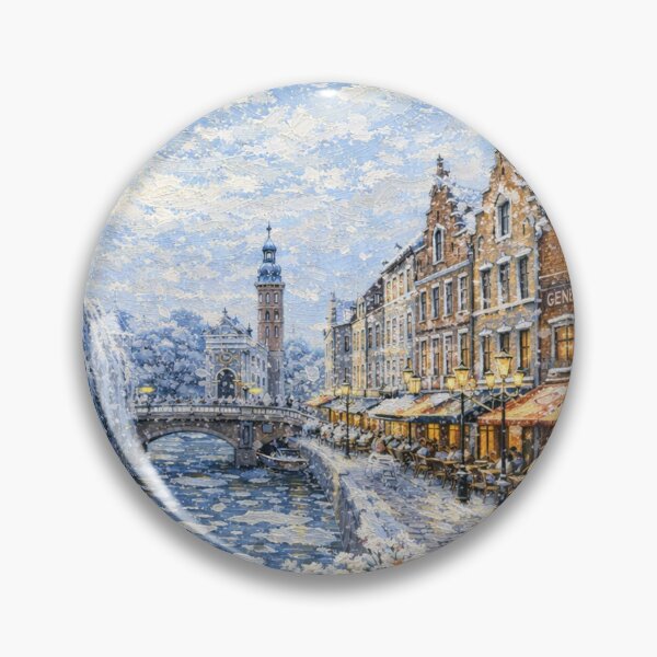 Item preview, Hasselt in Belgium painting – A Winter Scene in This Beautiful European City. designed and sold by GalleryKauffeld.