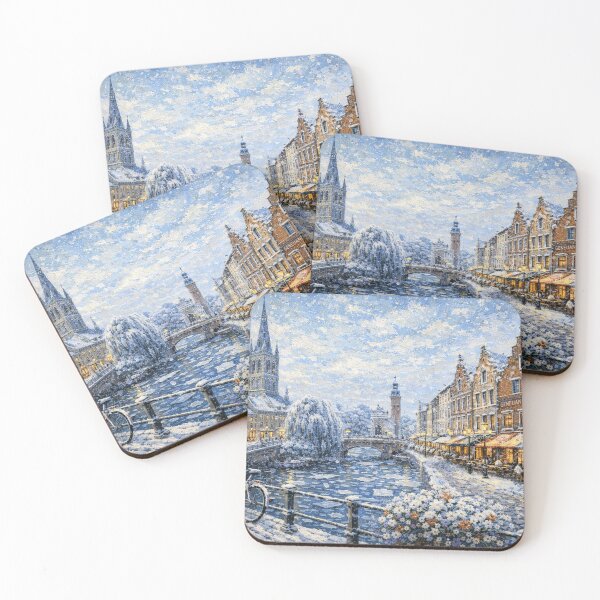 Item preview, Hasselt in Belgium painting – A Winter Scene in This Beautiful European City. designed and sold by GalleryKauffeld.