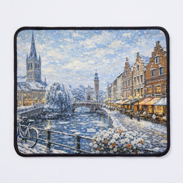 Item preview, Hasselt in Belgium painting – A Winter Scene in This Beautiful European City. designed and sold by GalleryKauffeld.