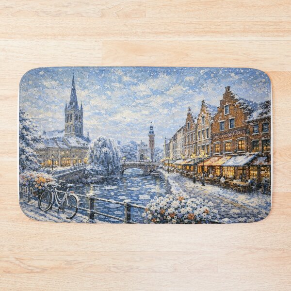 Item preview, Hasselt in Belgium painting – A Winter Scene in This Beautiful European City. designed and sold by GalleryKauffeld.