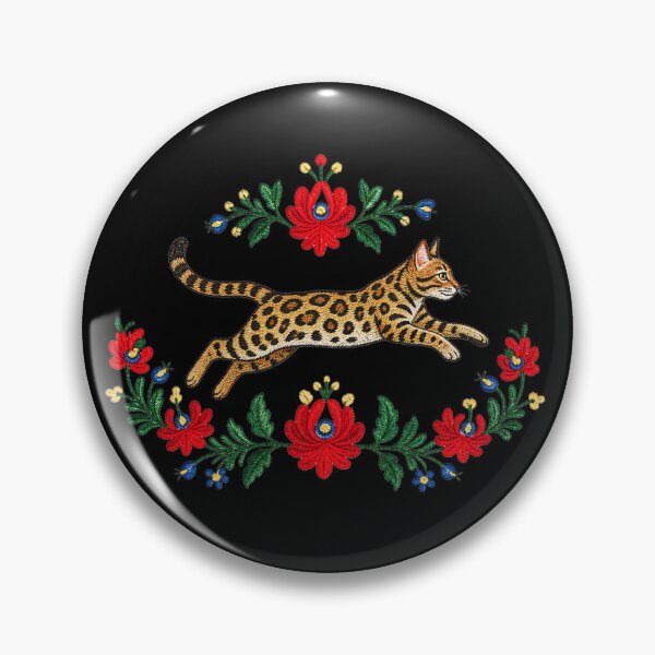 Item preview, Leaping Elegance – Jumping Bengal Cat Embroidery designed and sold by Bengoer18.