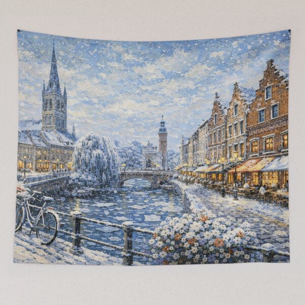 Item preview, Hasselt in Belgium painting – A Winter Scene in This Beautiful European City. designed and sold by GalleryKauffeld.