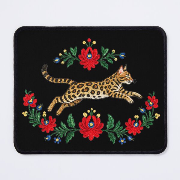 Item preview, Leaping Elegance – Jumping Bengal Cat Embroidery designed and sold by Bengoer18.