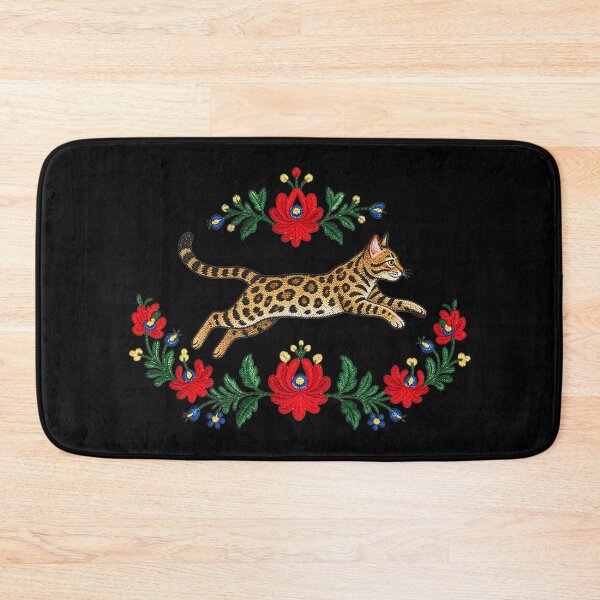 Item preview, Leaping Elegance – Jumping Bengal Cat Embroidery designed and sold by Bengoer18.