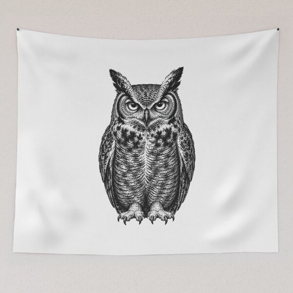 Item preview, Keeper of Wisdom – Vintage Great Horned Owl Engraving designed and sold by MotionBanana Art.