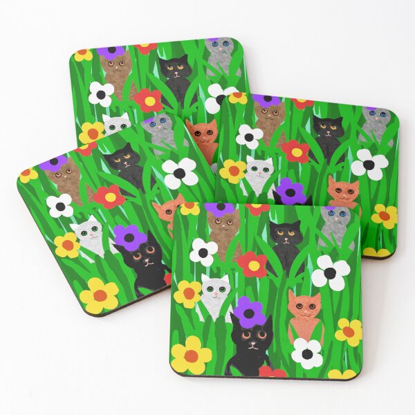 Item preview, Colorful Cats in Flower Garden designed and sold by Elaine M Hayward .