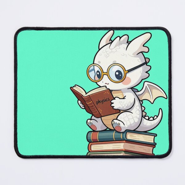 Item preview, Cute Nerd Dragon Reading Physics Book on Stack of Books designed and sold by WildArtIT.