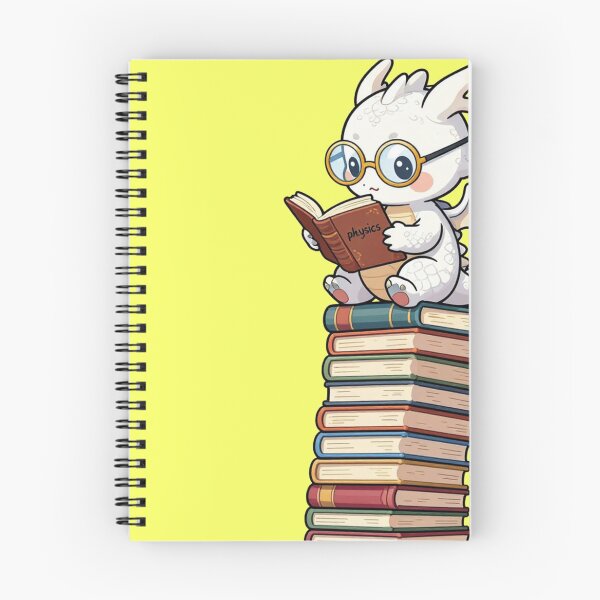 Item preview, Cute Nerd Dragon Reading Physics Book on Stack of Books designed and sold by WildArtIT.