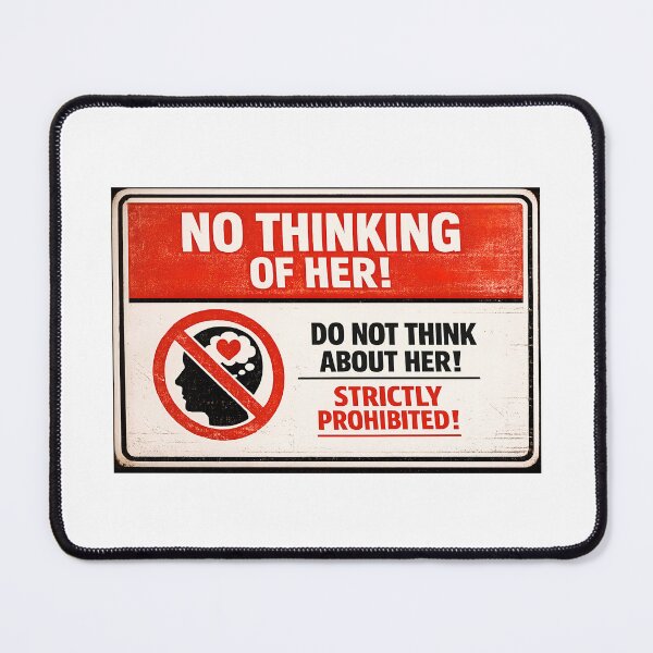 Item preview, No Thinking of Her Funny Sarcastic Warning Sign – Anti Love Breakup Humor designed and sold by Sitred123.