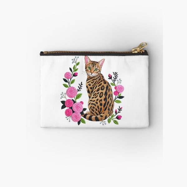 Item preview, Rose Elegance – Bengal cat with pink rose embroidery designed and sold by Bengoer18.