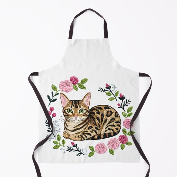 Item preview, Cozy Rose Garden – Resting Bengal Cat Embroidery designed and sold by Bengoer18.