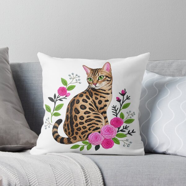 Item preview, Elegant Rose Queen – Graceful Bengal Cat Embroidery designed and sold by Bengoer18.