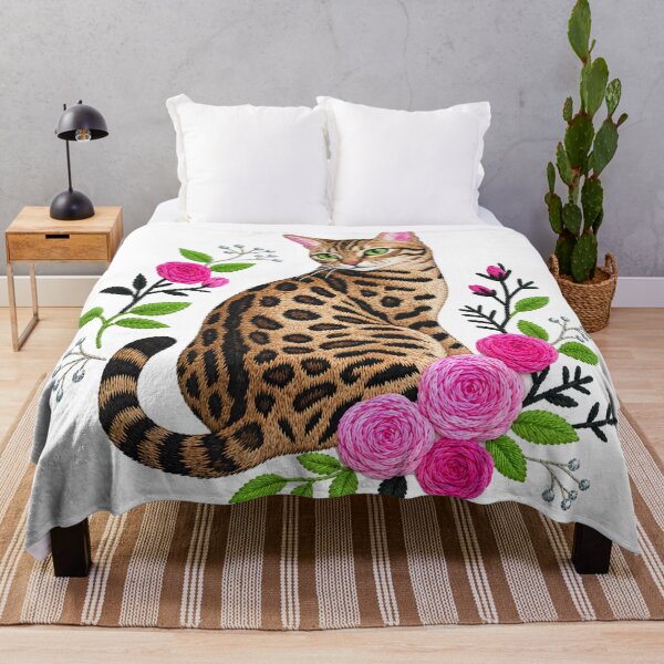 Item preview, Elegant Rose Queen – Graceful Bengal Cat Embroidery designed and sold by Bengoer18.