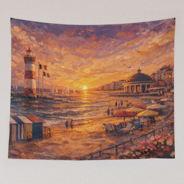 Item preview, Knokke Beach by night in Belgium – Painting designed and sold by GalleryKauffeld.