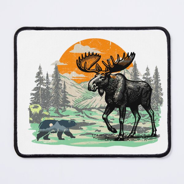 Item preview, Vintage Moose and Bear Wilderness Nature Outdoor Adventure Design designed and sold by Palette _Vibes.