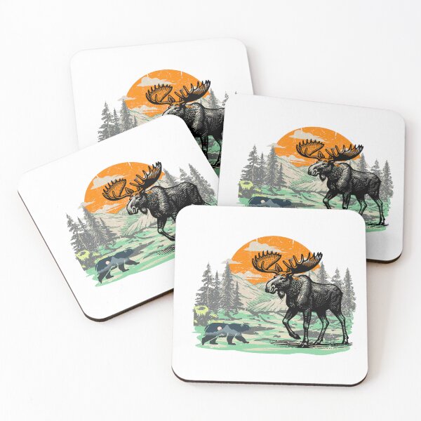 Item preview, Vintage Moose and Bear Wilderness Nature Outdoor Adventure Design designed and sold by Palette _Vibes.