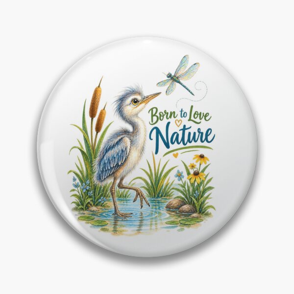 Item preview, Born to Love Nature – Baby Heron designed and sold by Penbrook Farms.