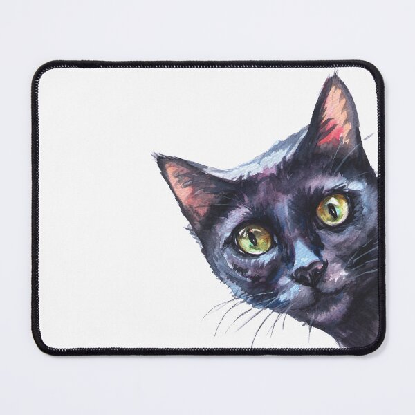 Item preview, Funny sneaky black cat watercolor cute curious animal feline art designed and sold by art-tee-ua.