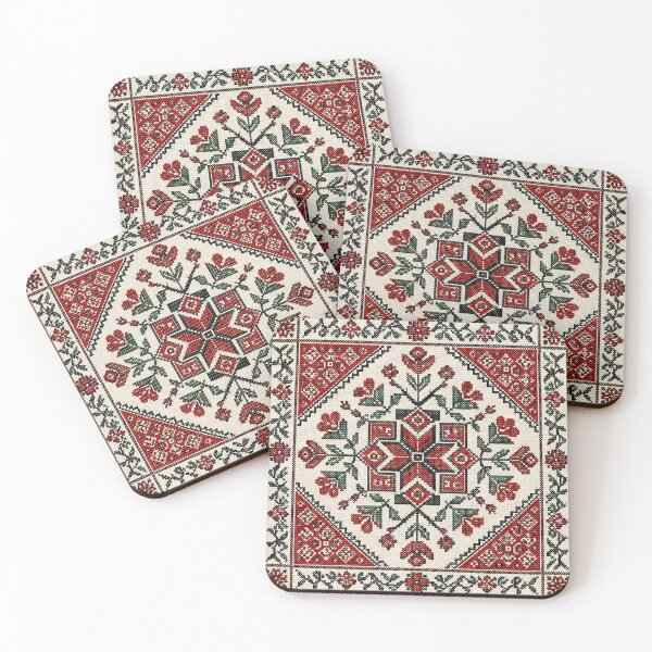 Item preview, Authentic Palestinian Tatreez Embroidery | Geometric Floral Folk Pattern designed and sold by BrainCurves.