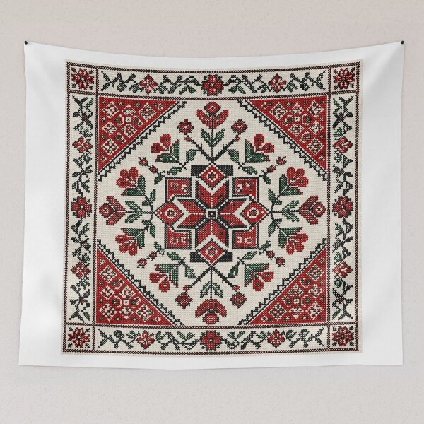 Item preview, Authentic Palestinian Tatreez Embroidery | Geometric Floral Folk Pattern designed and sold by BrainCurves.