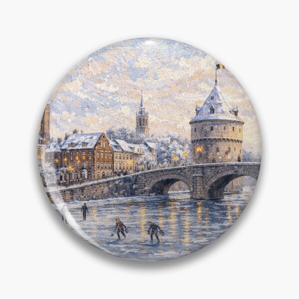 Item preview, Kortrijk in Belgium painting – A Winter Scene in This Beautiful European City. designed and sold by GalleryKauffeld.
