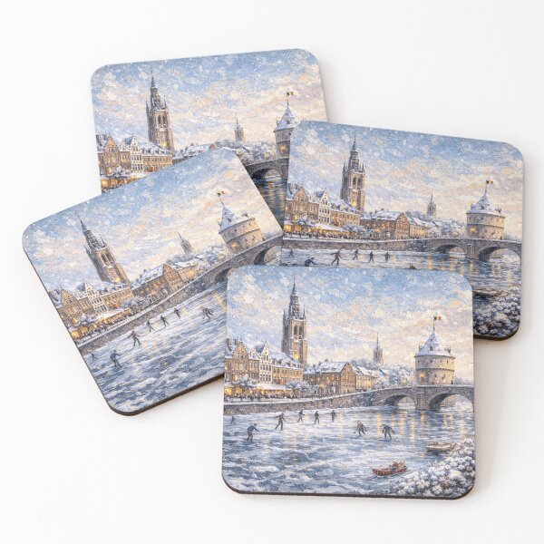 Item preview, Kortrijk in Belgium painting – A Winter Scene in This Beautiful European City. designed and sold by GalleryKauffeld.