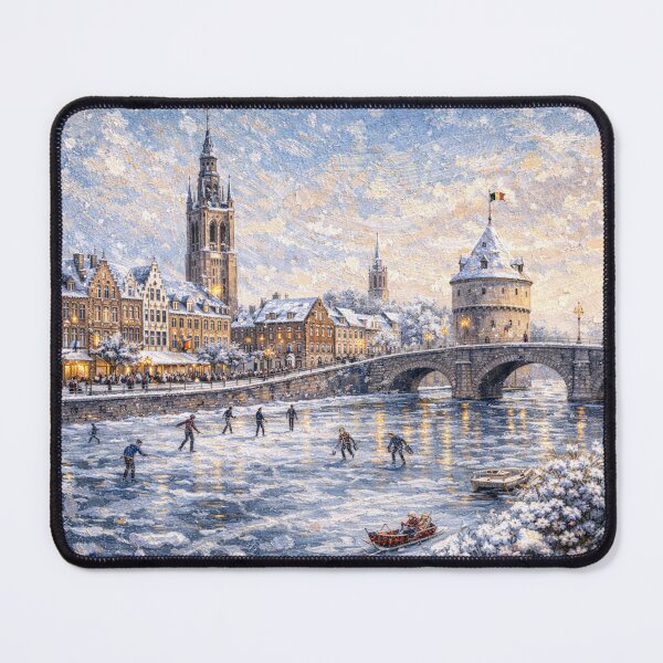 Item preview, Kortrijk in Belgium painting – A Winter Scene in This Beautiful European City. designed and sold by GalleryKauffeld.