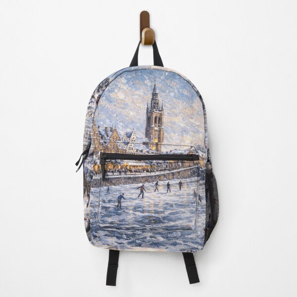 Item preview, Kortrijk in Belgium painting – A Winter Scene in This Beautiful European City. designed and sold by GalleryKauffeld.