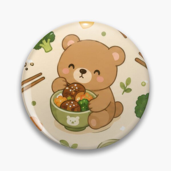 Item preview, Cute Bear Teriyaki Rice Bowl Pattern | Kawaii Foodie Animal Design designed and sold by Soft Berry Studio.