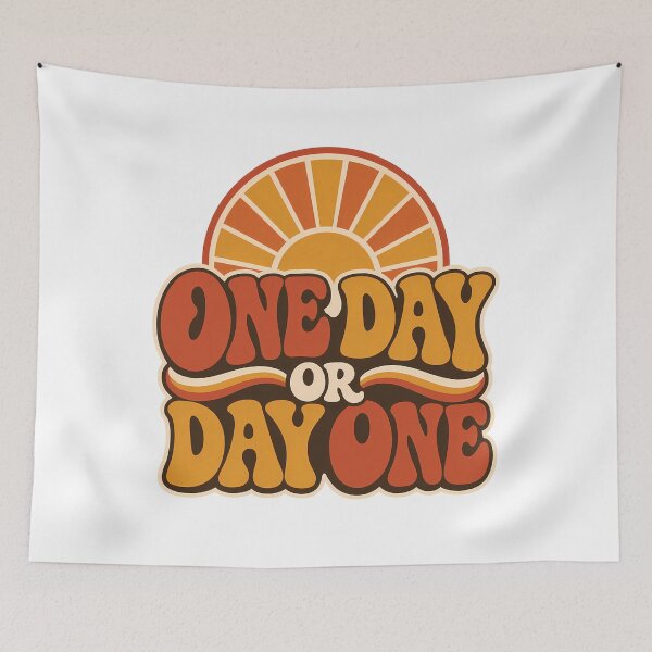Item preview, One Day Or Day One Retro 70s Motivational Quote designed and sold by BobbyTee Merch.