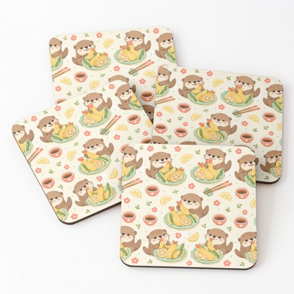 Item preview, Cute Otter Tempura Plate Pattern | Kawaii Japanese Food Design designed and sold by Soft Berry Studio.