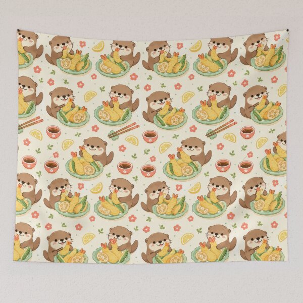 Item preview, Cute Otter Tempura Plate Pattern | Kawaii Japanese Food Design designed and sold by Soft Berry Studio.