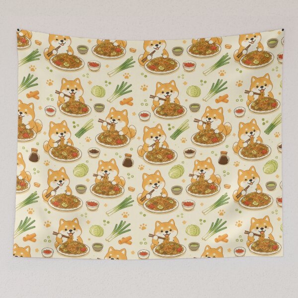 Item preview, Cute Shiba Inu Yakisoba Pattern | Kawaii Japanese Food Design designed and sold by Soft Berry Studio.