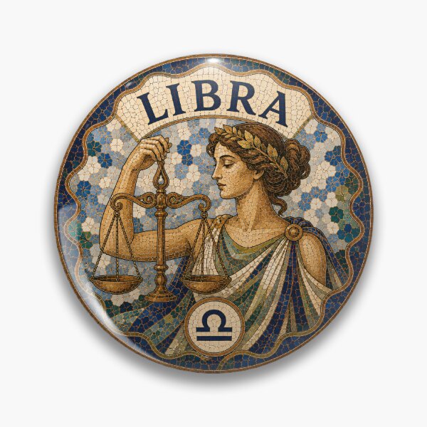 Item preview, Libra Zodiac Mosaic of a Woman Holding Scales — Classical Balance and Astrology Symbol Art designed and sold by portokalis.