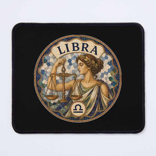 Item preview, Libra Zodiac Mosaic of a Woman Holding Scales — Classical Balance and Astrology Symbol Art designed and sold by portokalis.