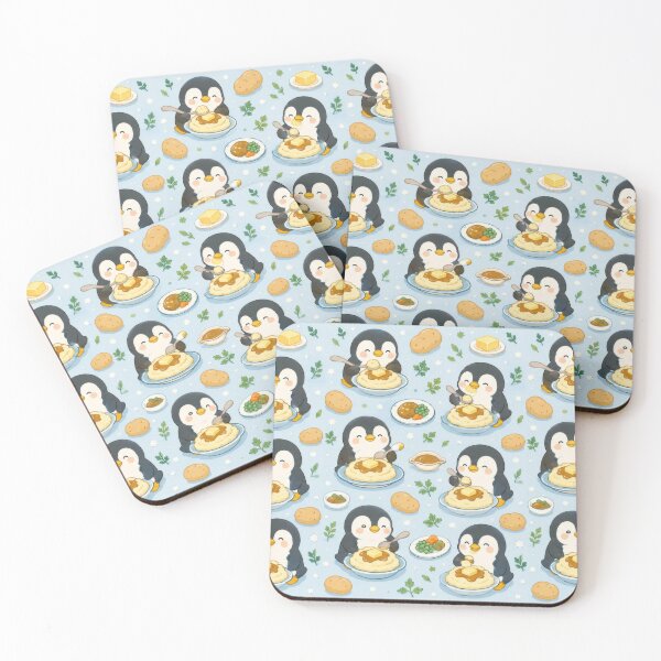 Item preview, Cute Penguin Mashed Potato Pattern | Kawaii Comfort Food Design designed and sold by Soft Berry Studio.