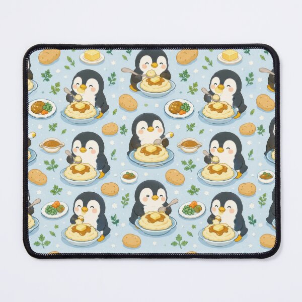 Item preview, Cute Penguin Mashed Potato Pattern | Kawaii Comfort Food Design designed and sold by Soft Berry Studio.