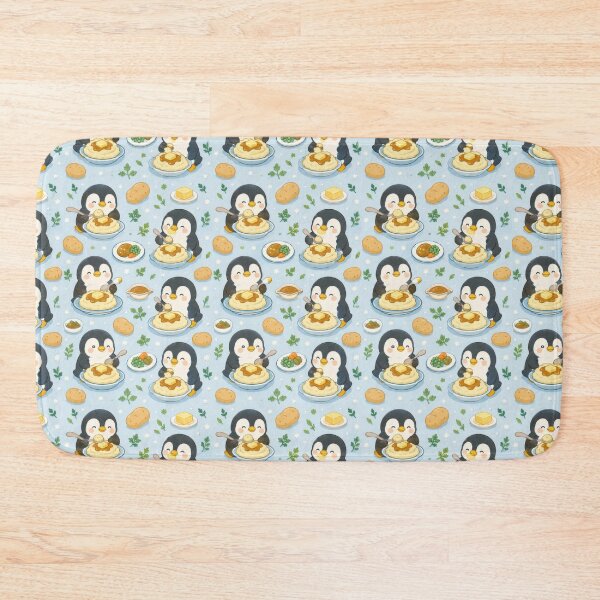 Item preview, Cute Penguin Mashed Potato Pattern | Kawaii Comfort Food Design designed and sold by Soft Berry Studio.