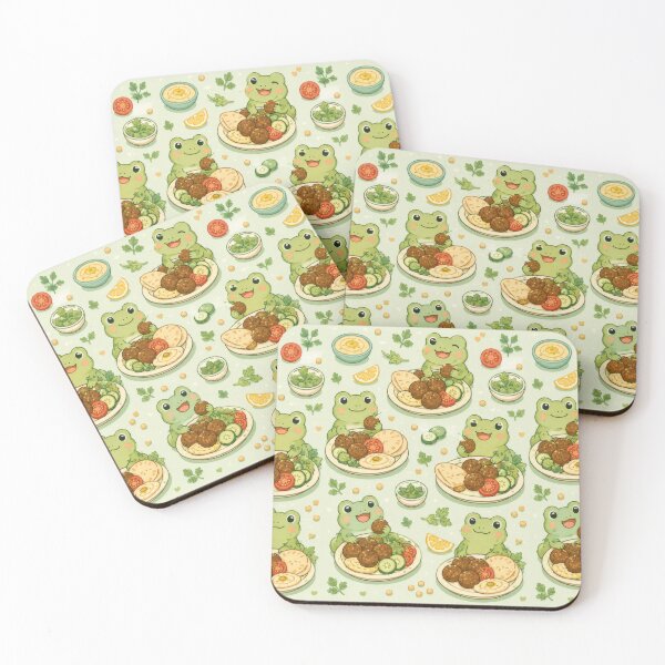 Item preview, Cute Frog Falafel Plate Pattern | Kawaii Foodie Animal Design designed and sold by Soft Berry Studio.