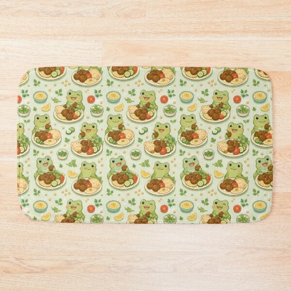 Item preview, Cute Frog Falafel Plate Pattern | Kawaii Foodie Animal Design designed and sold by Soft Berry Studio.