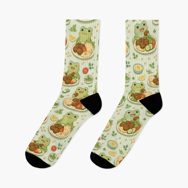 Item preview, Cute Frog Falafel Plate Pattern | Kawaii Foodie Animal Design designed and sold by Soft Berry Studio.