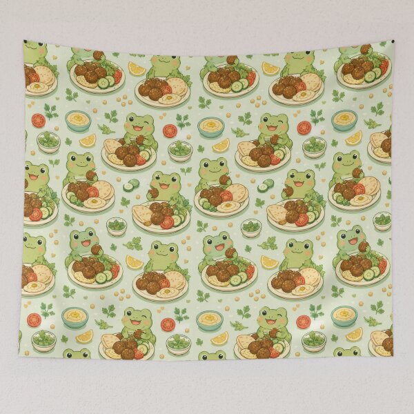Item preview, Cute Frog Falafel Plate Pattern | Kawaii Foodie Animal Design designed and sold by Soft Berry Studio.