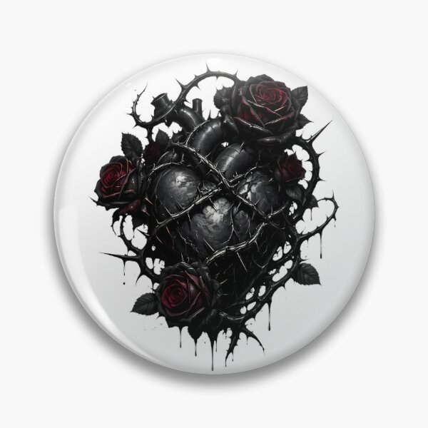 Item preview, THORNED HEART — Gothic Black Heart & Roses designed and sold by Aesthicer.