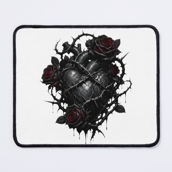 Item preview, THORNED HEART — Gothic Black Heart & Roses designed and sold by Aesthicer.
