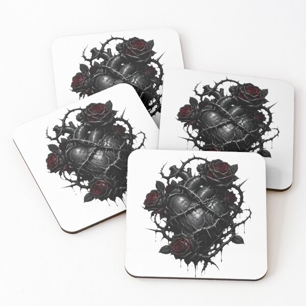 Item preview, THORNED HEART — Gothic Black Heart & Roses designed and sold by Aesthicer.